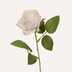 En elegant Ros vit Velvet, Konstgjord ros 51 cm hög med naturligt utseende och känsla. Detaljerad utformning med realistiskt bladverk. 