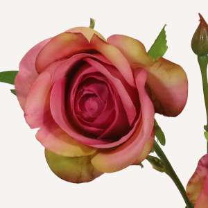 En elegant Buskros rosa Annie, Konstgjord ros 45 cm hög 3 blommor med naturligt utseende och känsla. Detaljerad utformning med realistiskt bladverk. 