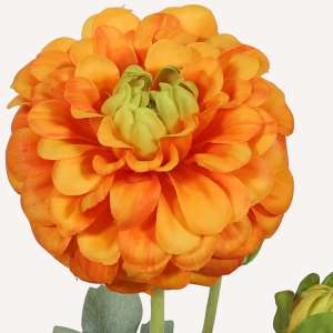 En elegant Dahlia orange Cavanilles, Konstgjord dahlia 56 cm hög 5 blommor med naturligt utseende och känsla. Detaljerad utformning med realistiskt bladverk. 