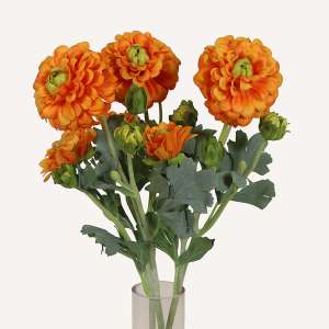 En elegant Dahlia orange Cavanilles, Konstgjord dahlia 56 cm hög 5 blommor med naturligt utseende och känsla. Detaljerad utformning med realistiskt bladverk. 