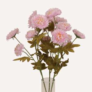 En elegant Krysantemum rosa Isört, Konstgjord krysantemum 61 cm hög 6 blommor med naturligt utseende och känsla. Detaljerad utformning med realistiskt bladverk. 