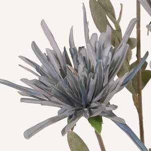 En elegant Blombukett Hortensia blå - Blå Frid, Konstgjord blombukett med 9 blommor och snittgrönt med naturligt utseende och känsla. Detaljerad utformning med realistiskt bladverk. 