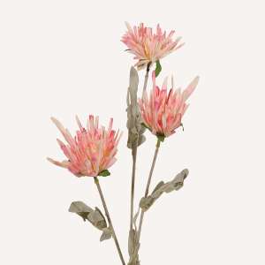 En elegant Krysantemum rosa Shungi, Konstgjord krysantemum 72 cm hög 3 blommor med naturligt utseende och känsla. Detaljerad utformning med realistiskt bladverk. 