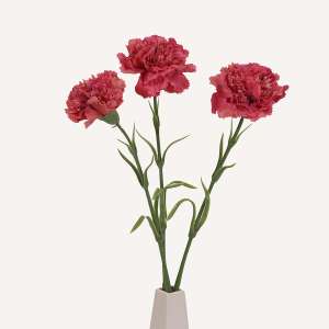 En elegant Nejlika ljusröd Diana, Konstgjord nejlika 50 cm hög med naturligt utseende och känsla. Detaljerad utformning med realistiskt bladverk. 