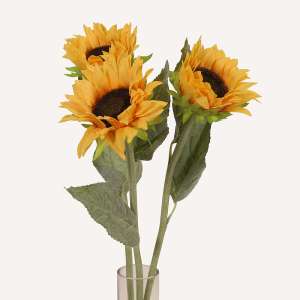 En elegant Solros gul Helios, Konstgjord solros 61 cm hög med naturligt utseende och känsla. Detaljerad utformning med realistiskt bladverk. 