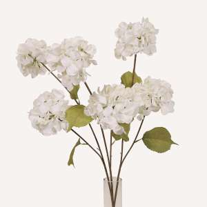 En elegant Hortensia vit Paniculata, Konstgjord hortensia 80 cm hög med 2 blommor med naturligt utseende och känsla. Detaljerad utformning med realistiskt bladverk. 