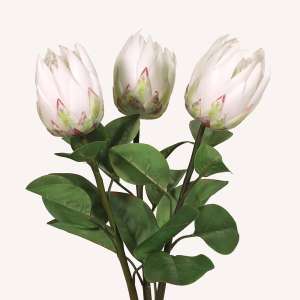 En elegant King Protea vit Cynara, Konstgjord King Protea 67 cm hög med naturligt utseende och känsla. Detaljerad utformning med realistiskt bladverk. 