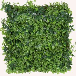 En elegant Växtvägg Viridis, Konstgjord växtvägg 50x50 cm, UV beständig med naturligt utseende och känsla. Detaljerad utformning med realistiskt bladverk. 