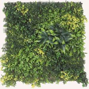 En elegant Växtvägg Flavum, Konstgjord växtvägg 50x50 cm, UV beständig med naturligt utseende och känsla. Detaljerad utformning med realistiskt bladverk. 